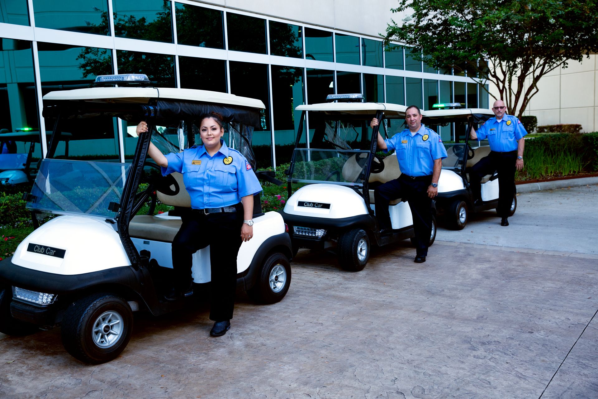 United Protective Services officers with patrol fleet